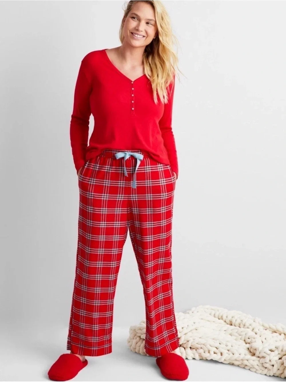 State of Day Plaid Flannel Pajama Pants Women's XXL Popplaid Tango Drawstring